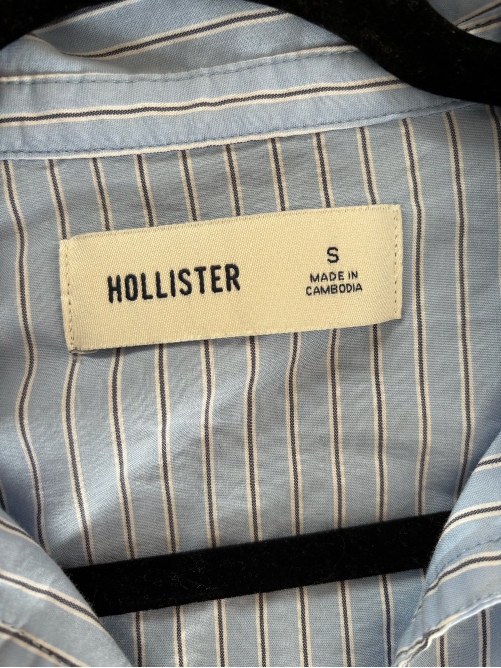 Hollister Light Blue Shirt with White and Navy Pinstripes - Picture 3 of 3